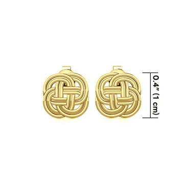 Celtic Knotwork Solid Gold Post Earrings GTE1038 - Jewelry